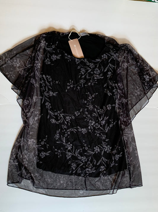 Seller #2 -Women's Large Shirt (NWT) Black with sheer floral overlay
