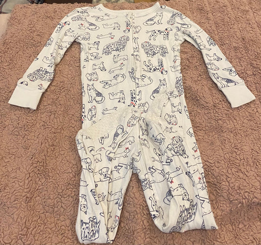 Seller #191 2t Old Navy White Dog Footie PJs