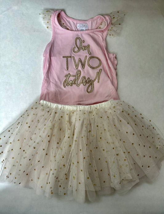#200 Girls 2T Mudpie "I'm two today!" Birthday outfit