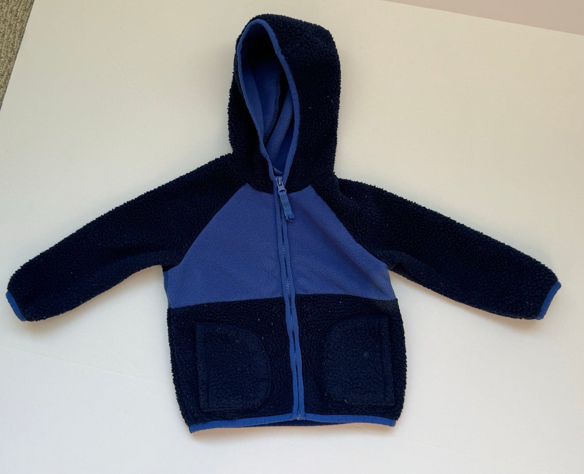 #82 Cat & Jack Blue Fleece Hooded Zip Up Gender Neutral Size 2T
