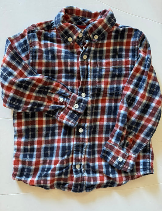 REDUCED PRICE #34 Gymboree boys size 3 t red navy plaid flannel button up long sleeve