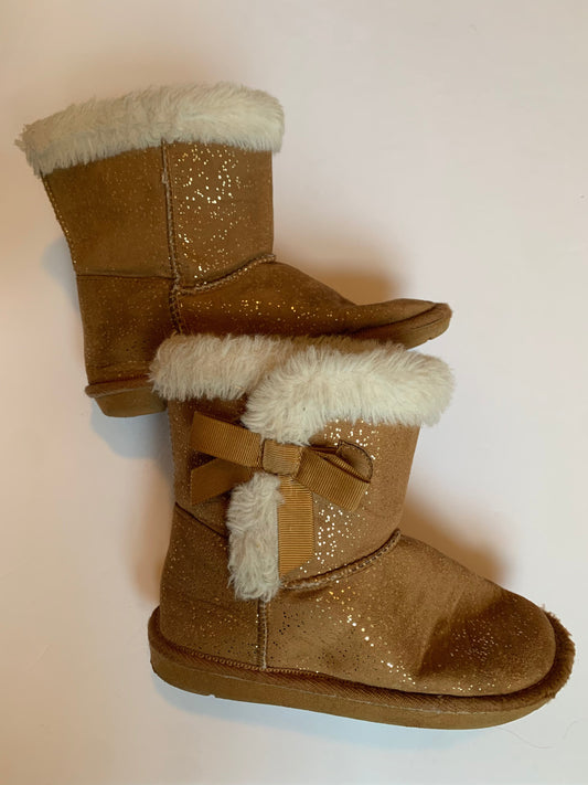 Seller #2 -Girls Size 11/12 Brown Faux Fur-lined Boots with Bow
