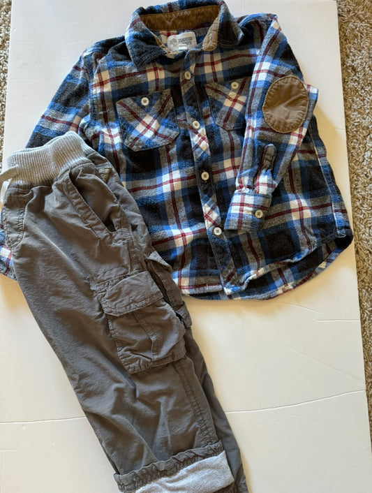 REDUCED PRICE #34 Tucker and Tate boys size 3 t flannel and lined pant set