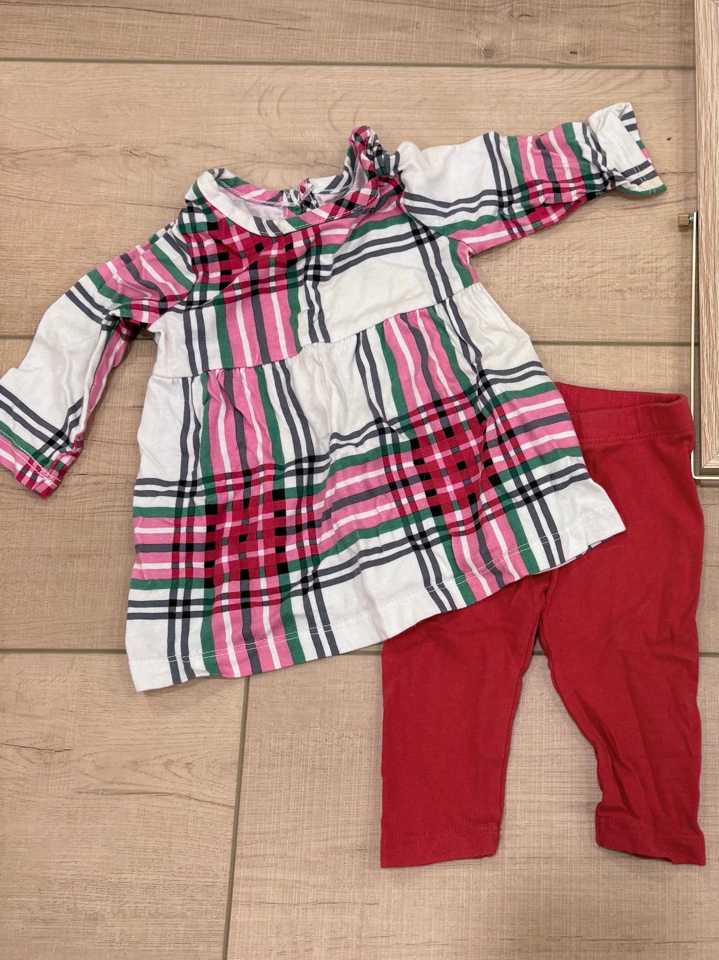 #37 0-3M Girls Wonder Nation Plaid Matching Set