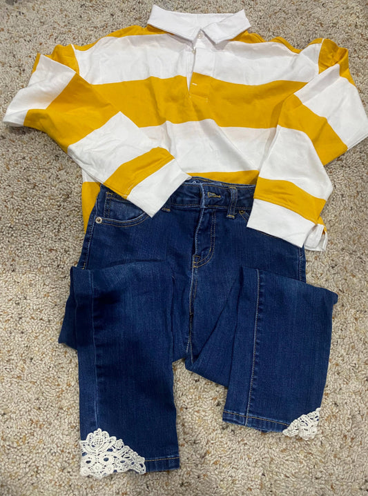 Seller #121Girls like new long sleeve polo shirt size 8 and jeans size 10