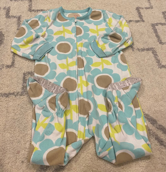 Seller #191 2t Carter's Blue & White Flower Fleece Footie PJs