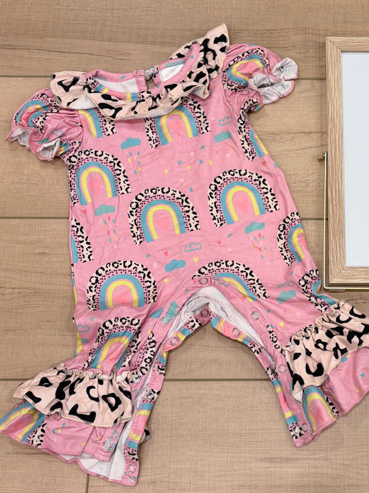 #37 0-3M Girl Boutique Brand Mixed Pattern Ruffle Body Suit