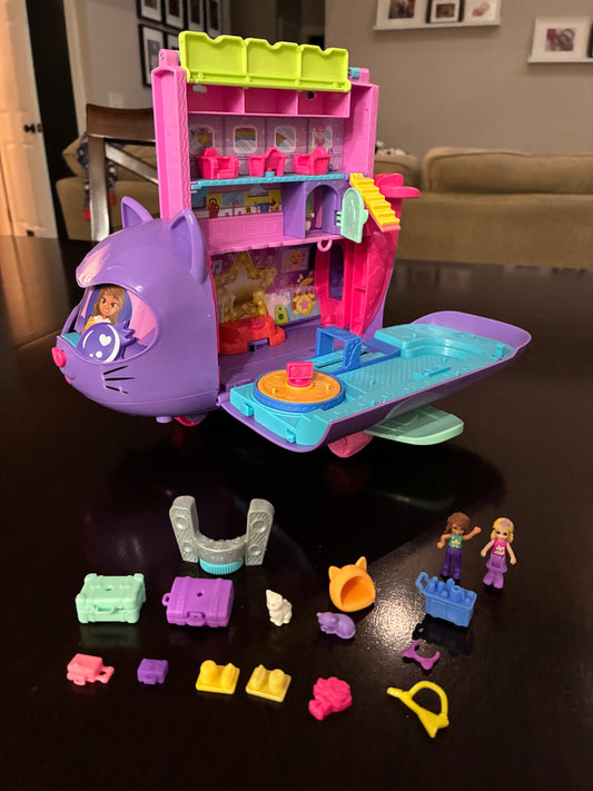 #126 Polly Pocket Kitty Airways Airplane Playset