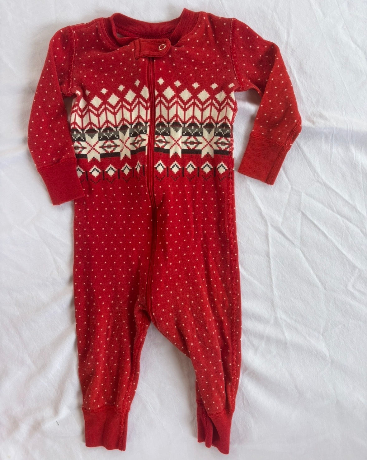 #119 Hanna Andersson winter red pajamas 6-12 months