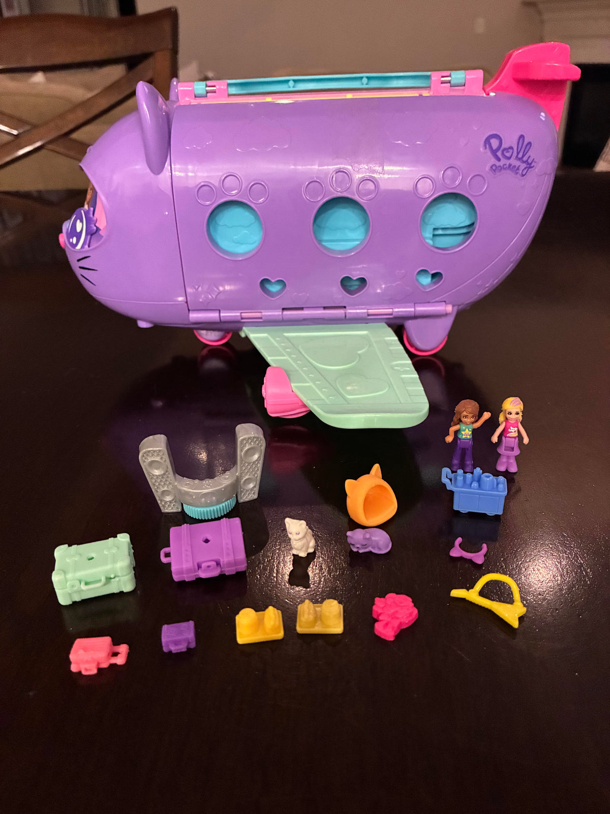 #126 Polly Pocket Kitty Airways Airplane Playset