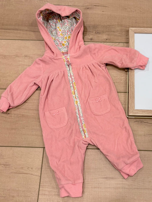 #37 0-3M Girls Pink and Floral Fleece Carter's Sweatsuit