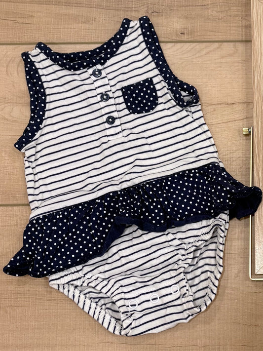 #37 0-3M Girls Carter's Polka Dot Tank Top Skirted Onesie Bodysuit