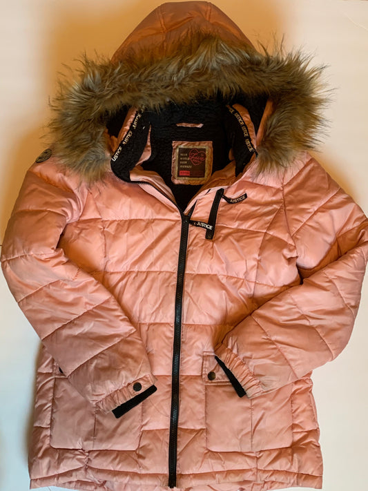 Seller #2 -Girls Size 14/16 Winter Coat - Pink with Faux-fur-lined hood