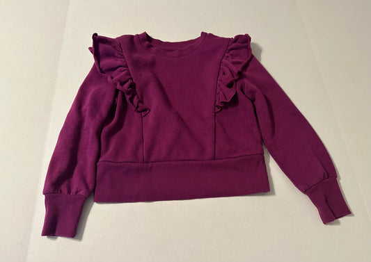 #160 Girls XS 6/6x (fits more like a size 5) purple sweatshirt with ruffles Thereabouts