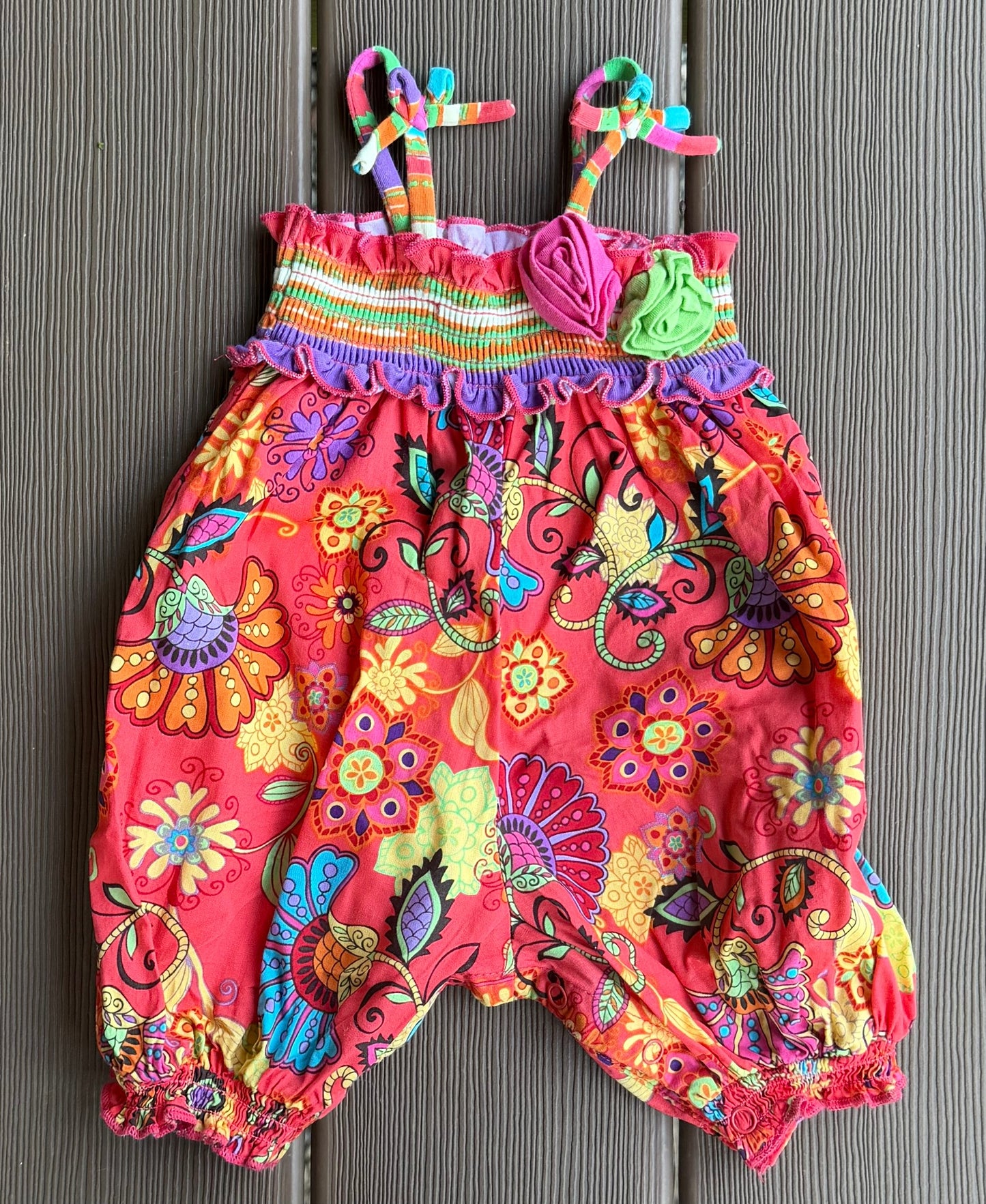 #28 REDUCED Bonnie Baby Girls Orange Cupcake Onsie Size 3-6 m