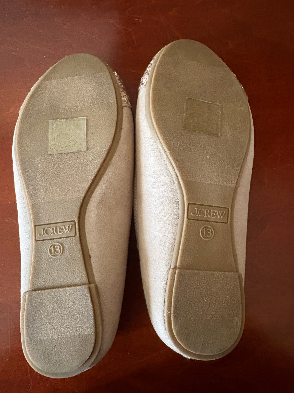 #116 Crewcuts neutral glitter toed girls flats size 13