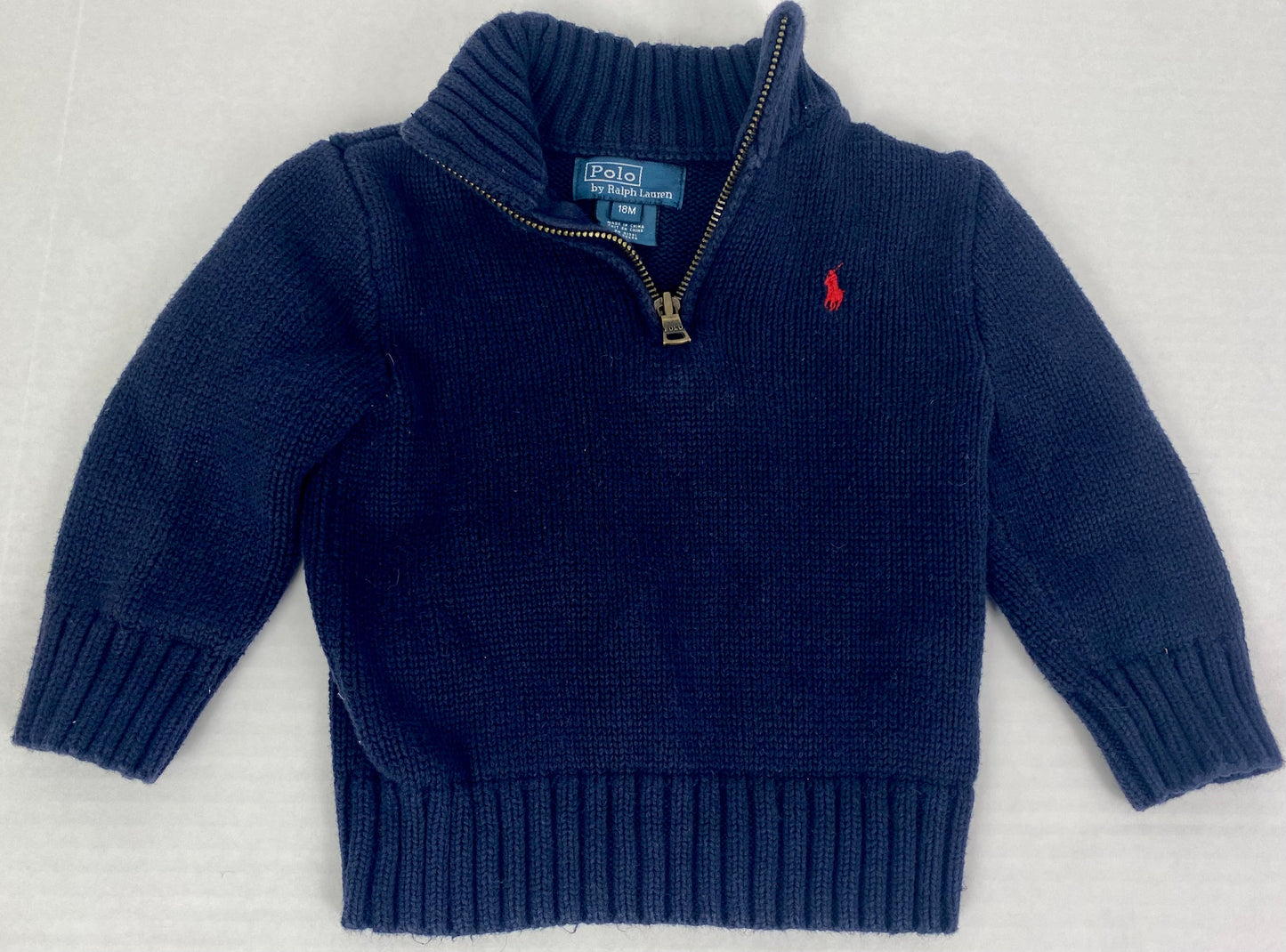 18 Months-Baby Ralph Lauren Navy Sweater Quarter Zip Pullover