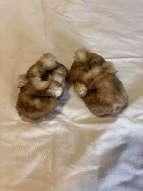 #210 Baby Shoes "Brown Fur" Size 3-6 months