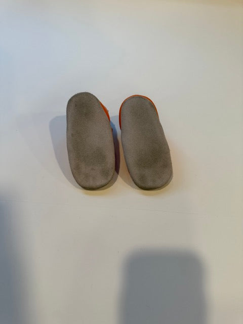 #9 -  Kimi and Kai -  Orange Tiger Soft Sole Leather Shoes Baby SIZE  12-18 months