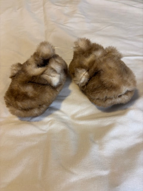 #210 Baby Shoes "Brown Fur" Size 3-6 months
