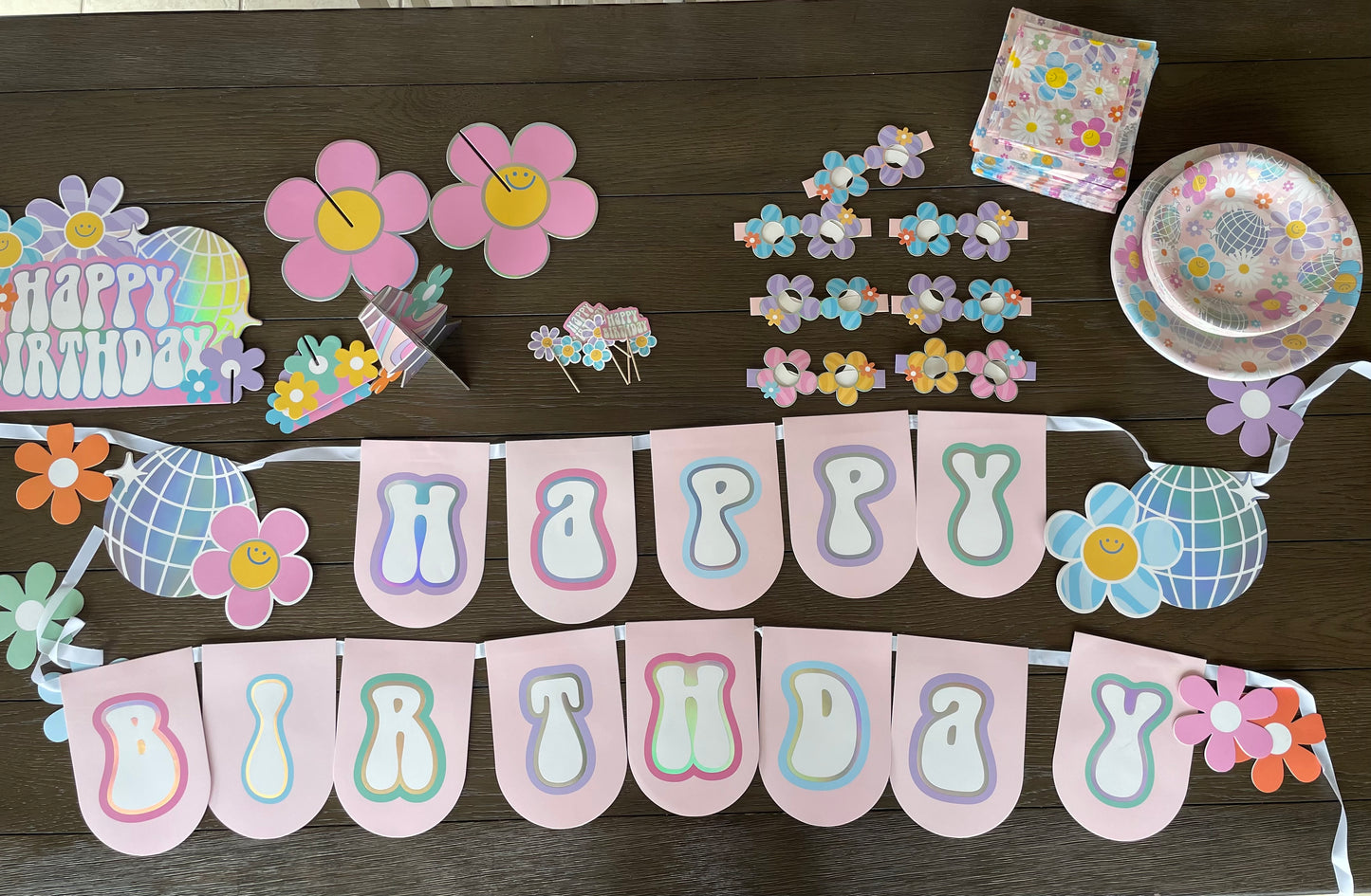 Seller 10- Flower Power birthday decorations