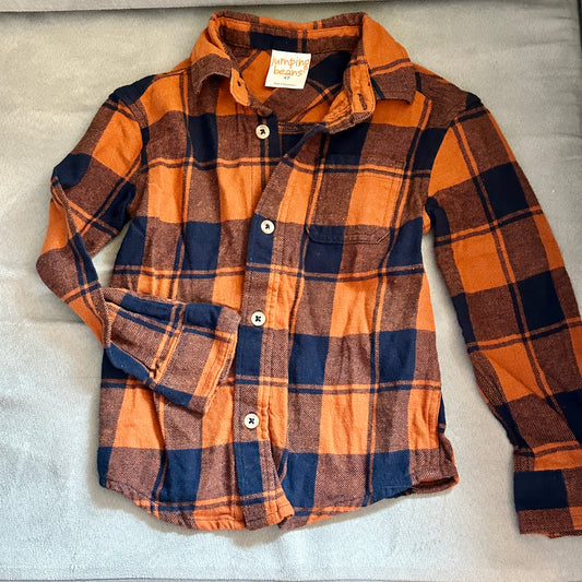 #48 Jumping Beans Orange & Navy Plaid Shirt 4t