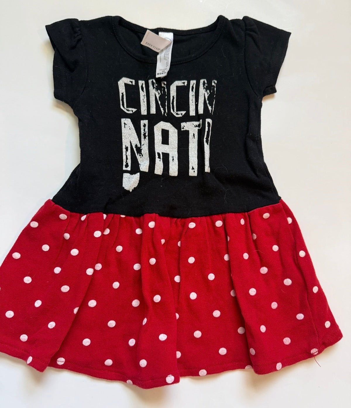 #170 Cincinnati red and black dress girls 18 months