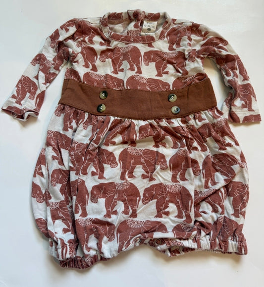 #170 Kate Quinn bamboo long sleeve elephant romper girls 3-6 months