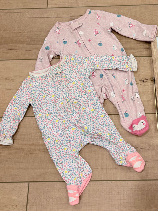 #37 NP Girls Animal and Ballerina Feet Zipper Sleepers