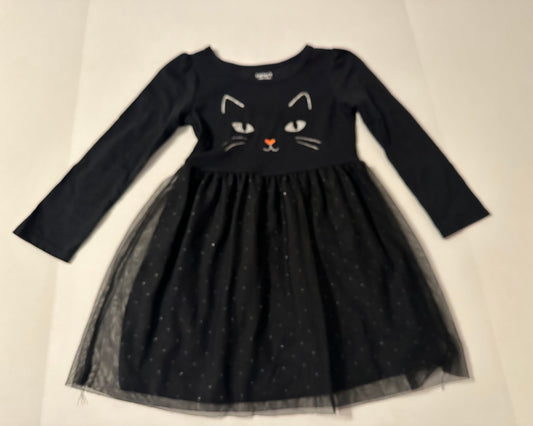 #160 Girls 5T Carters black long sleeve cat Halloween dress