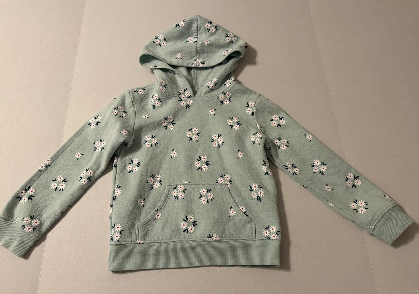 #160 Girls size 5 Jumping Beans light green hooded sweatshirt with flowers