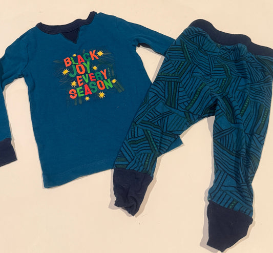 #170 Wondershop green and navy “Black joy every season” 2 piece pajama set boys 18 months