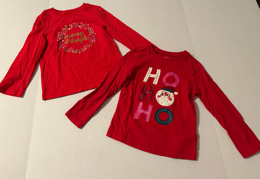 #160 Girls 5T set of 2 long sleeve Christmas t-shirts