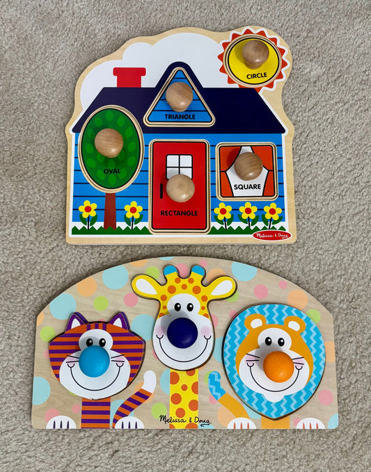 #132 - REDUCED - Bundle of 2 Melissa & Doug Wooden Jumbo Knob Puzzles