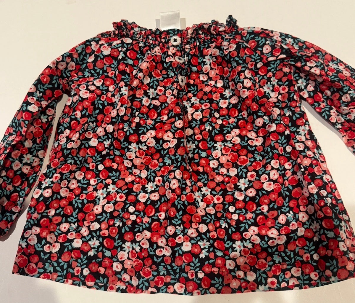 #170 Carters floral dressy top with black pants girls 9 months