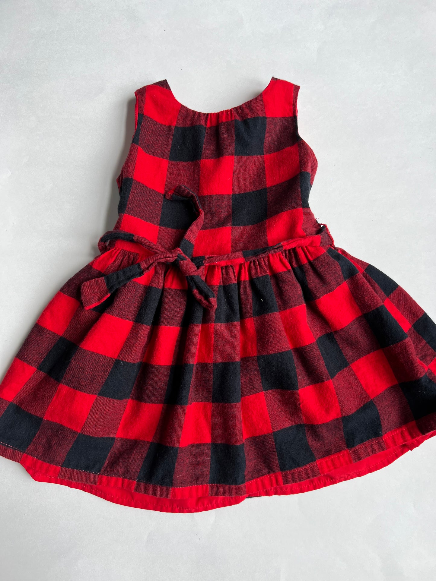 #4. Carters girls 2T red/black Buffalo plaid dress with exposed zipper on back, VGUC