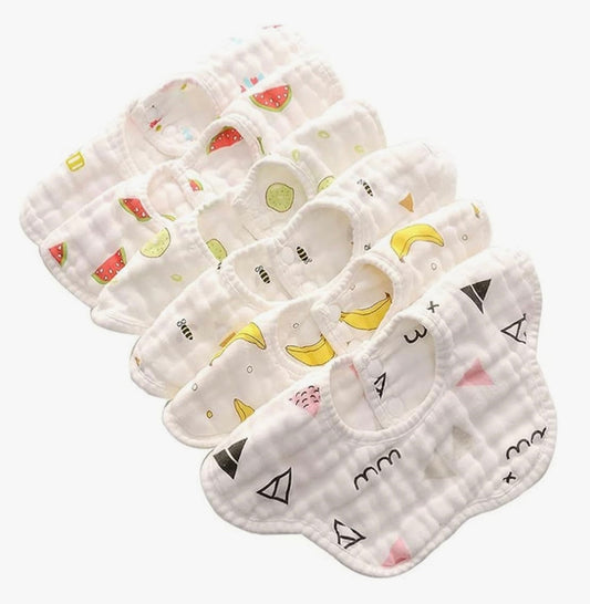 #132 - REDUCED - Set of 6: Cotton Muslin Baby Bandana Bibs - NWOT