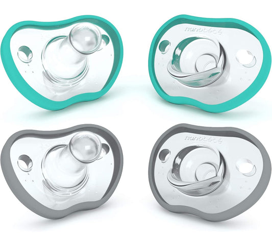 #132 - Nanobebe: Flexy Pacifier, 4 pack, 0-3M, Grey+Teal - NWT