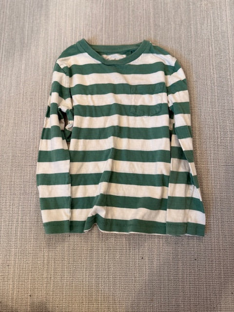 Seller #97 Boden Boys Long Sleeve Green and White Striped T-Shirt Size 5-6