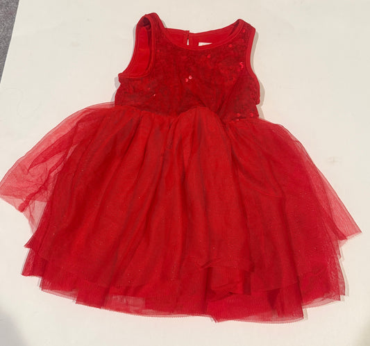 #170 Cat and Jack sequin and tulle red dress girls 18 months