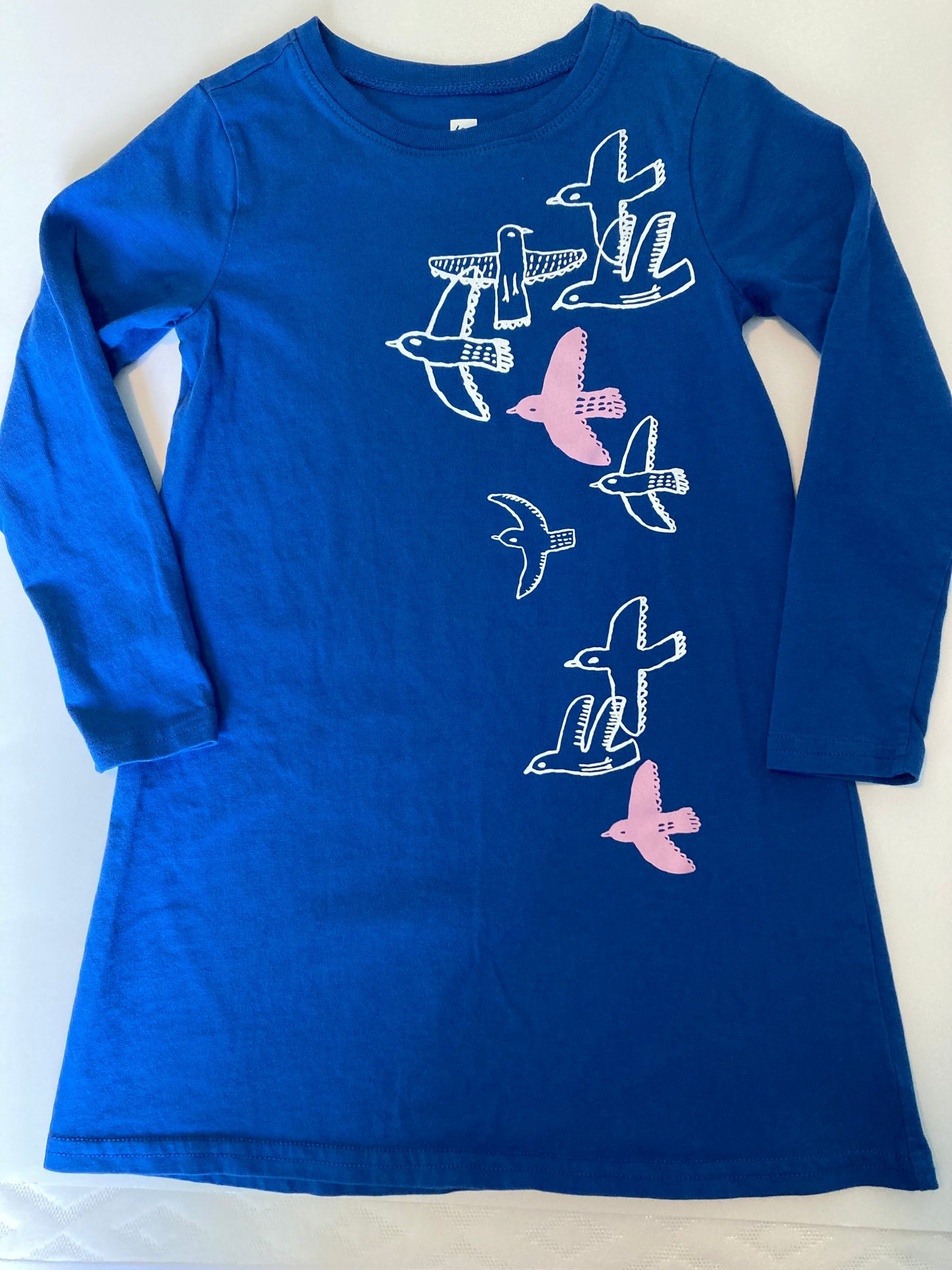 Tea Collection size 5 t-shirt dress with birds EUC