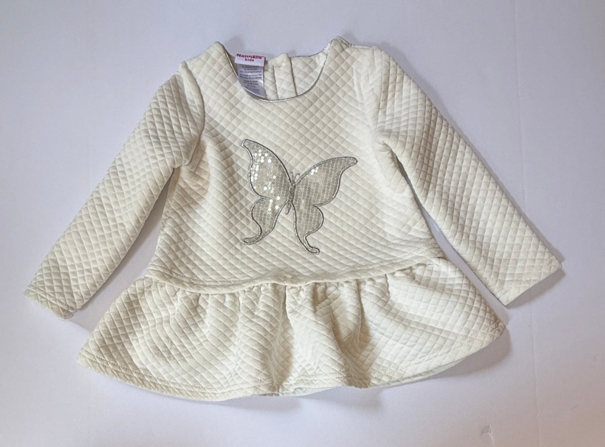 #41 |  3T Nanette Kids Winter White Quilted peplum butterfly shirt, girls