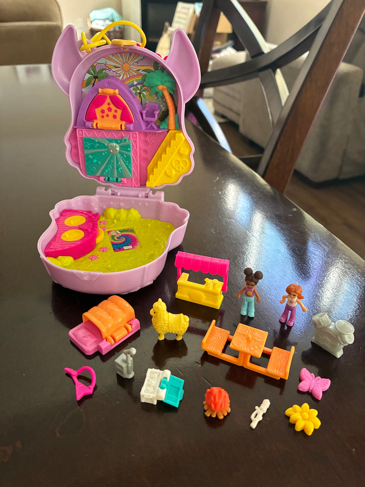 #126 Polly Pocket Donut Pajama Party Compact and Camp Adventure Llama Compact