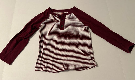 #160 Boys 4T Cat and Jack maroon striped long sleeve shirt