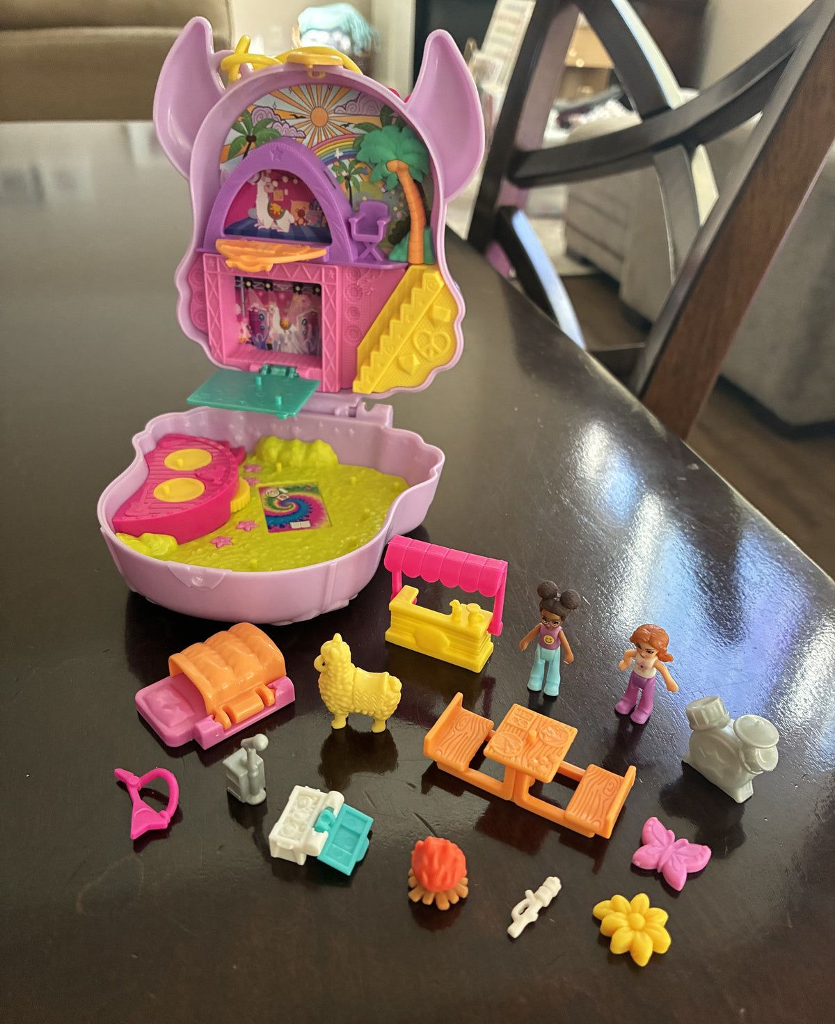 #126 Polly Pocket Donut Pajama Party Compact and Camp Adventure Llama Compact