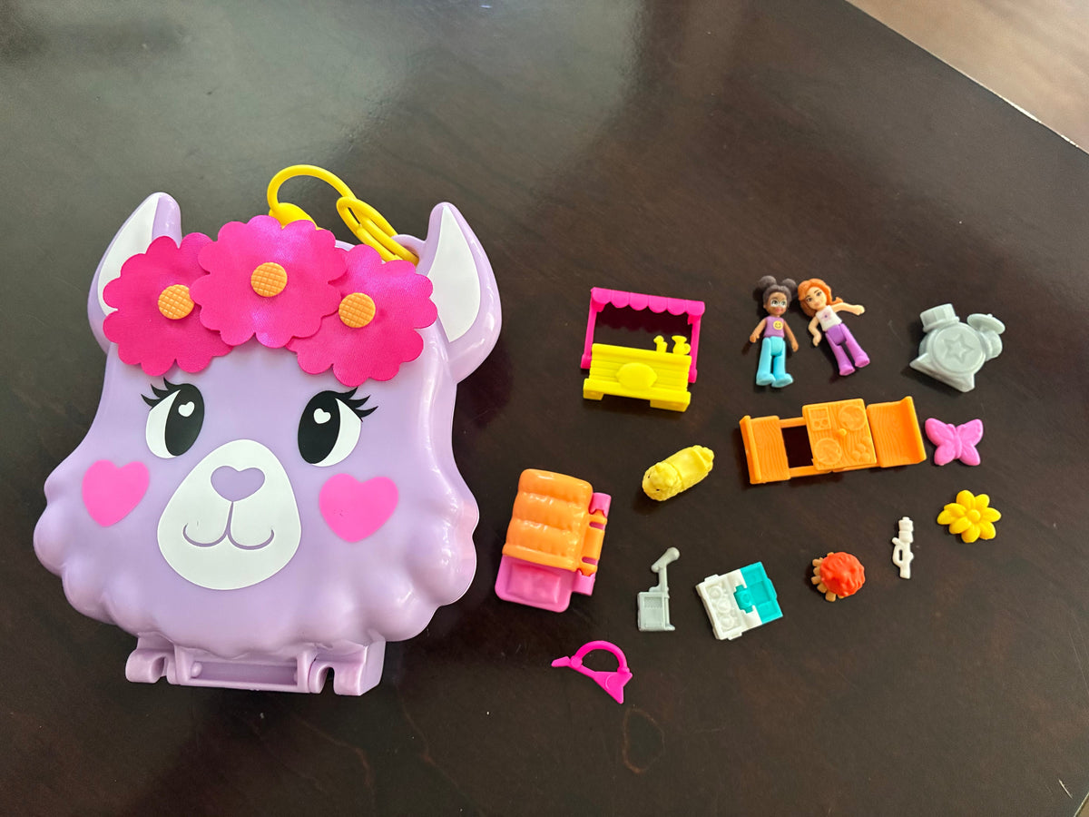 #126 Polly Pocket Donut Pajama Party Compact and Camp Adventure Llama Compact