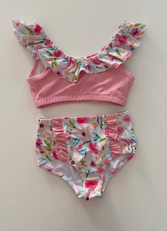 *reduced* #117, Girls 4T, Tessa’s Trunk Boutique floral swimsuit, VGUC