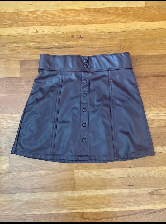 #116 Girls Abercrombie brown pleather skirt size 7-8