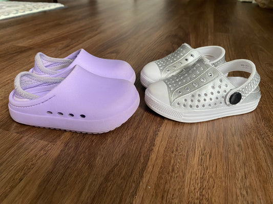 Seller 64 set of 2 girls size 5 faux Crocs