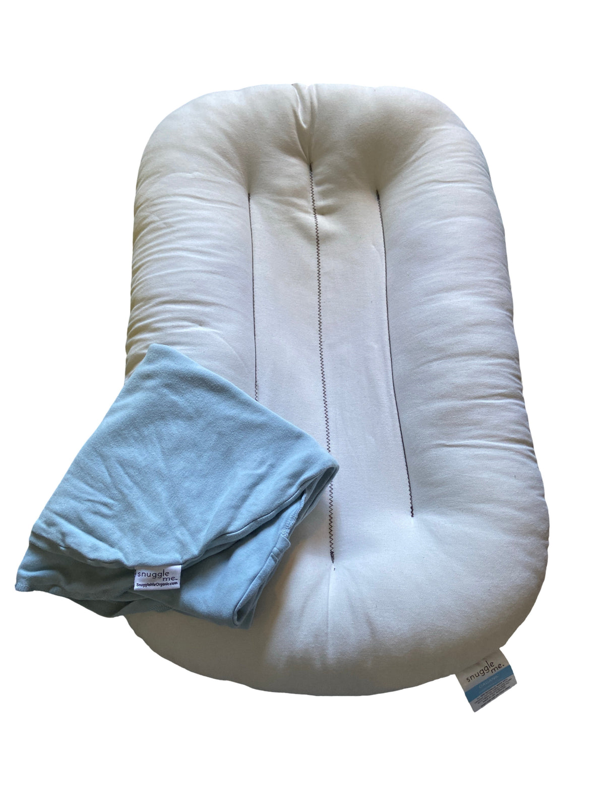 #33 SnuggleMe Organic Infant Lounger & Dusty Blue Cover